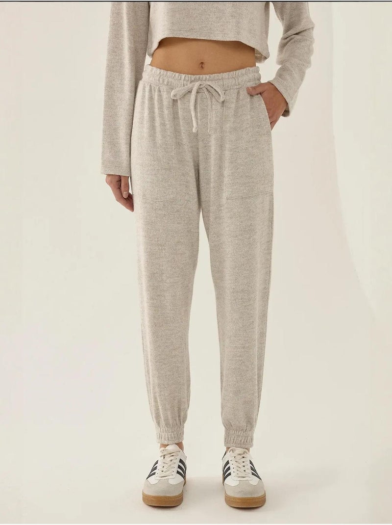 Pantalones deportivos de punto con cintura elástica Beige natural - Kiabi