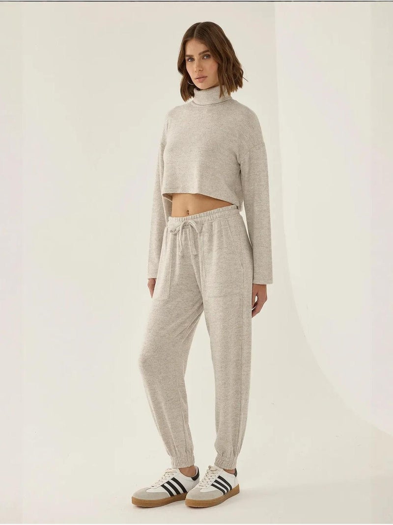 Pantalones deportivos de punto con cintura elástica Beige natural - Kiabi