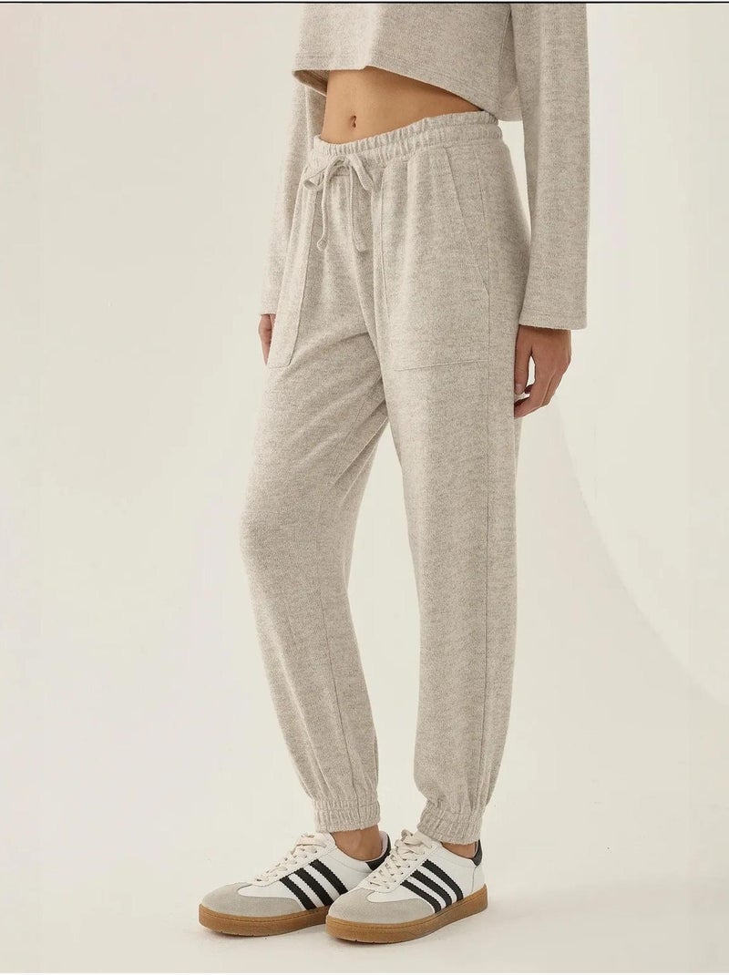 Pantalones deportivos de punto con cintura elástica Beige natural - Kiabi