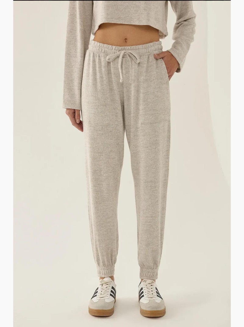 Pantalones deportivos de punto con cintura elástica hiccup Beige natural - Kiabi