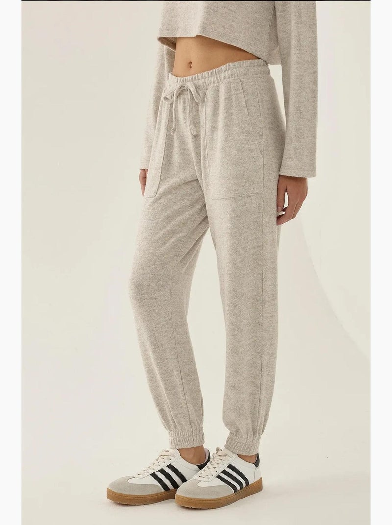 Pantalones deportivos de punto con cintura elástica hiccup Beige natural - Kiabi