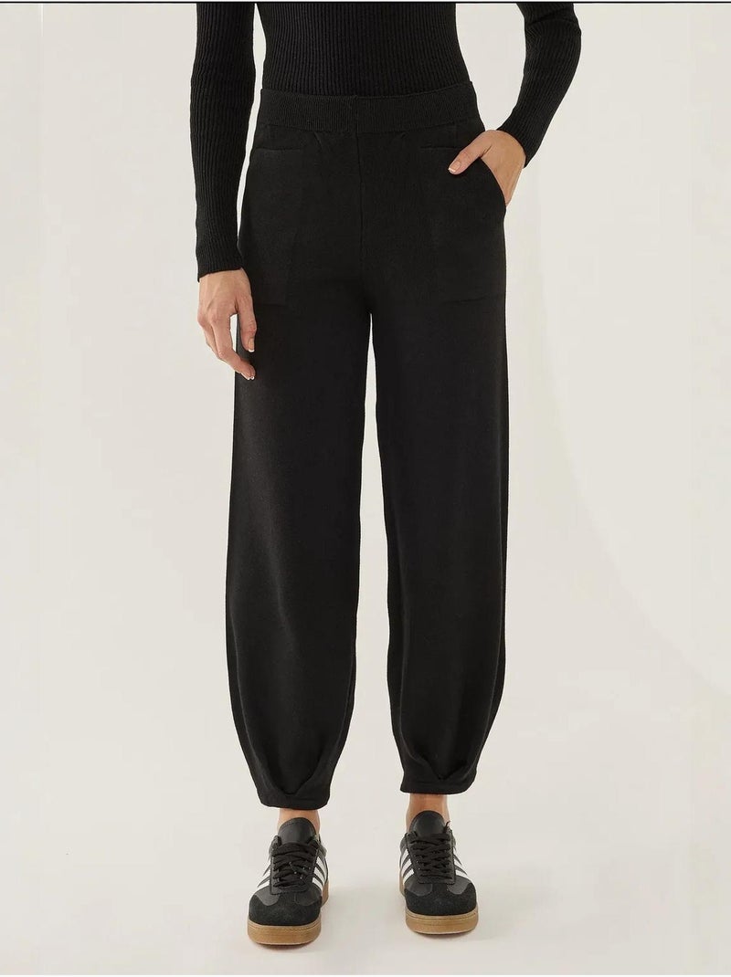 Pantalones deportivos de punto de cintura alta Negro - Kiabi