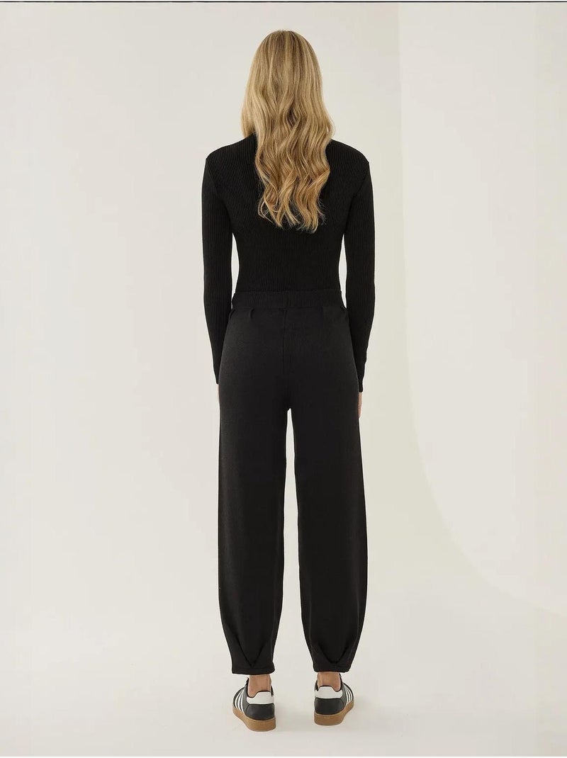 Pantalones deportivos de punto de cintura alta Negro - Kiabi