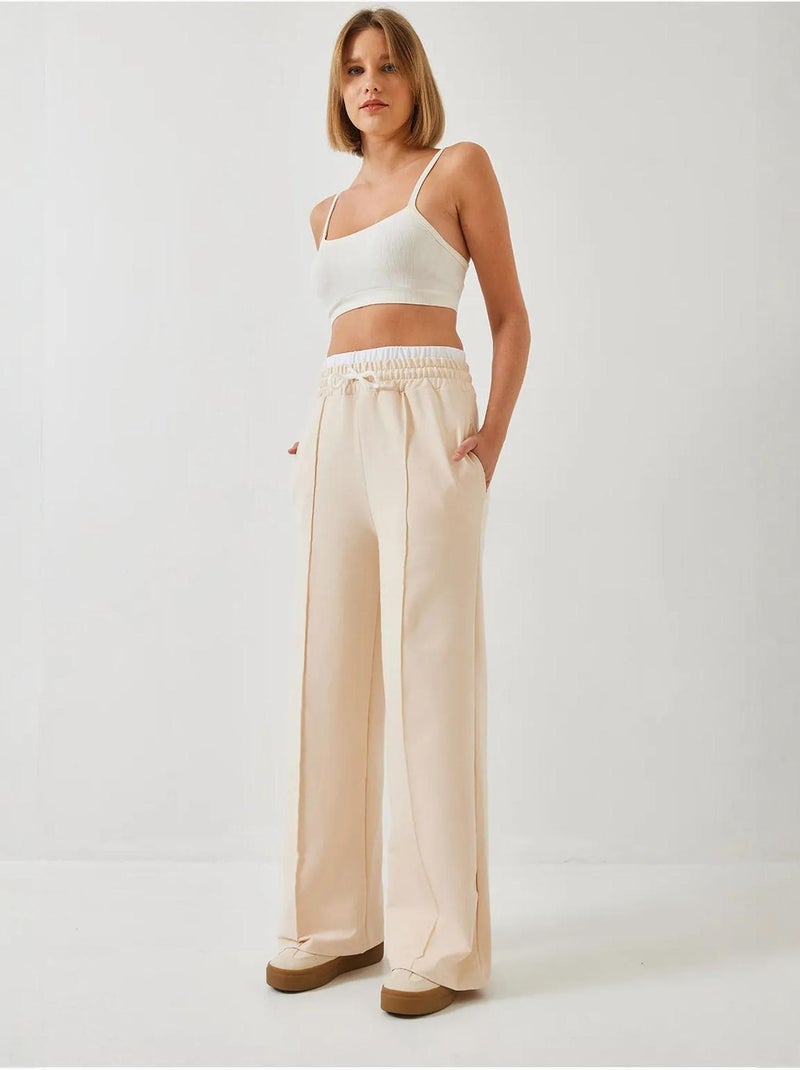 Pantalones elásticos con cintura anudada lucci Beige arcilla - Kiabi