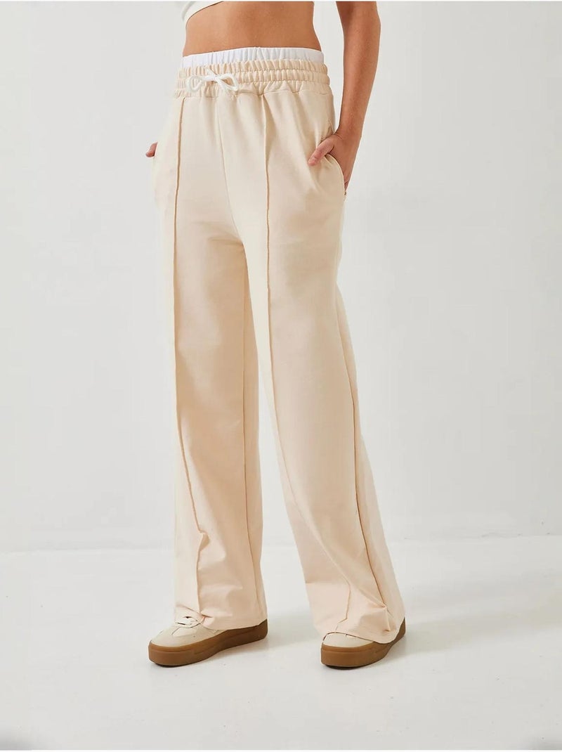 Pantalones elásticos con cintura anudada lucci Beige arcilla - Kiabi