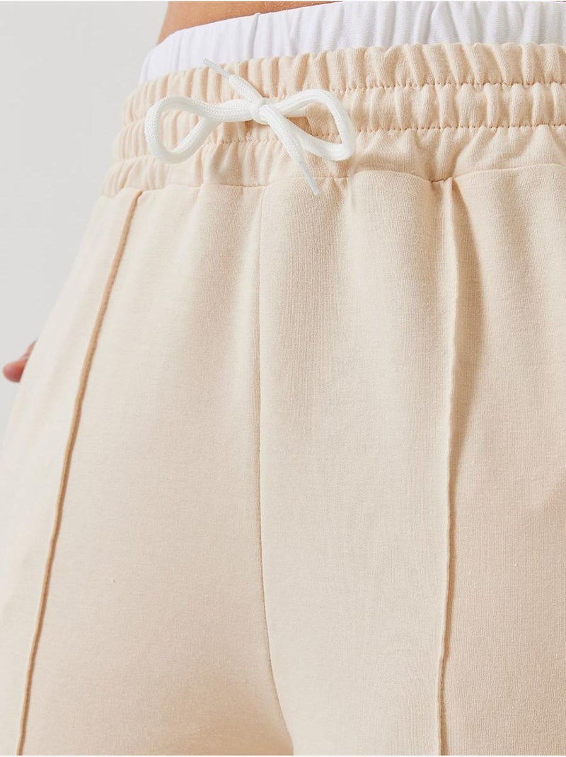 Pantalones elásticos con cintura anudada lucci Beige arcilla - Kiabi