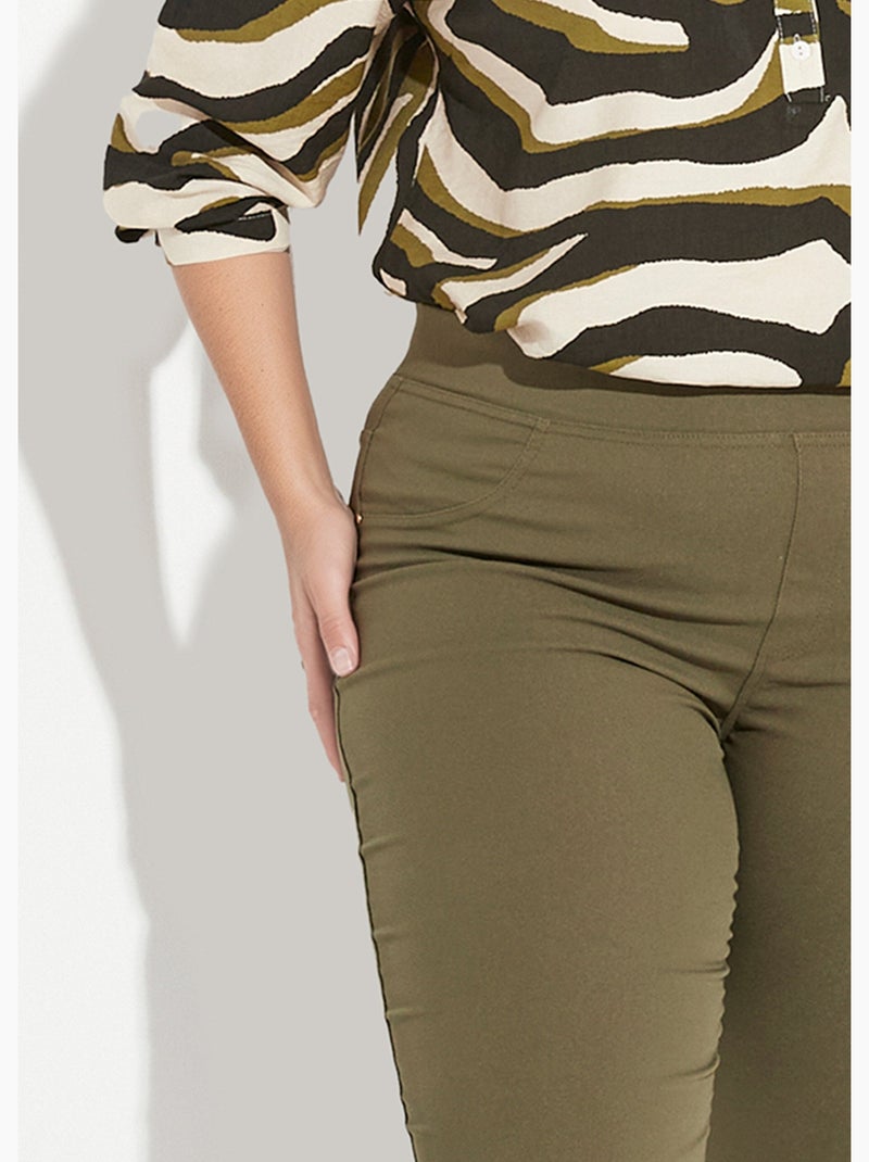 Pantalones elásticos con cintura elástica - AFIBEL Caqui - Kiabi
