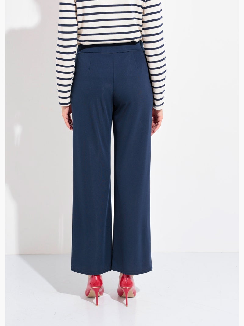 Pantalones elásticos fluidos con cinturón - AFIBEL Azul marino - Kiabi