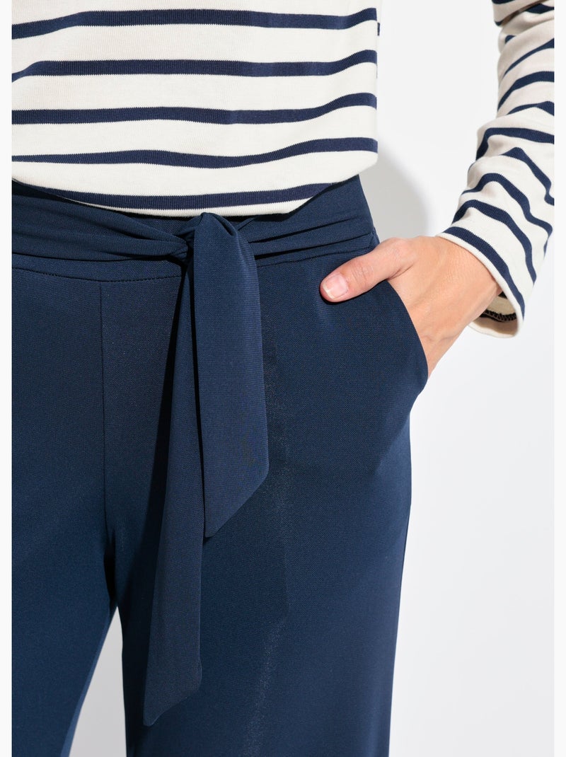 Pantalones elásticos fluidos con cinturón - AFIBEL Azul marino - Kiabi