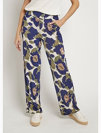 Pantalones elásticos fluidos con estampado floral elegante - Afibel