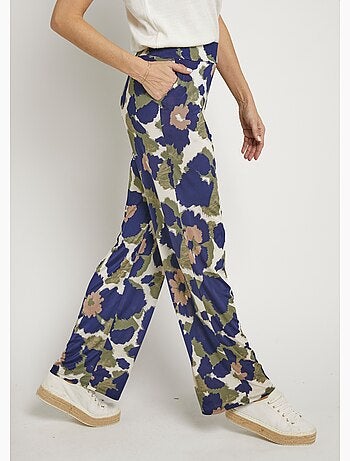 Pantalones elásticos fluidos con estampado floral elegante - Afibel
