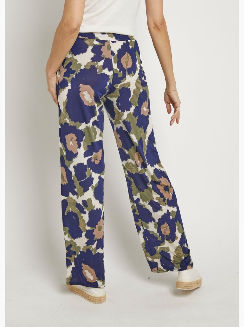 Pantalones elásticos fluidos con estampado floral elegante - Afibel Azul marino - Kiabi