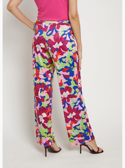 Pantalones elásticos fluidos, estampado floral llamativo - Afibel - Kiabi