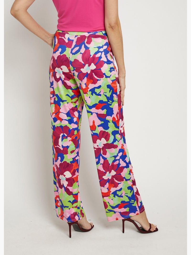 Pantalones elásticos fluidos, estampado floral llamativo - Afibel Rosa - Kiabi