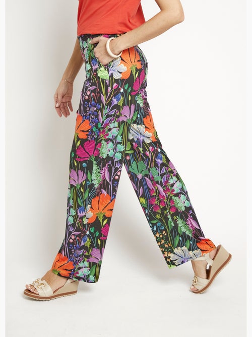 Pantalones elásticos fluidos, estampado floral poético - Afibel - Kiabi