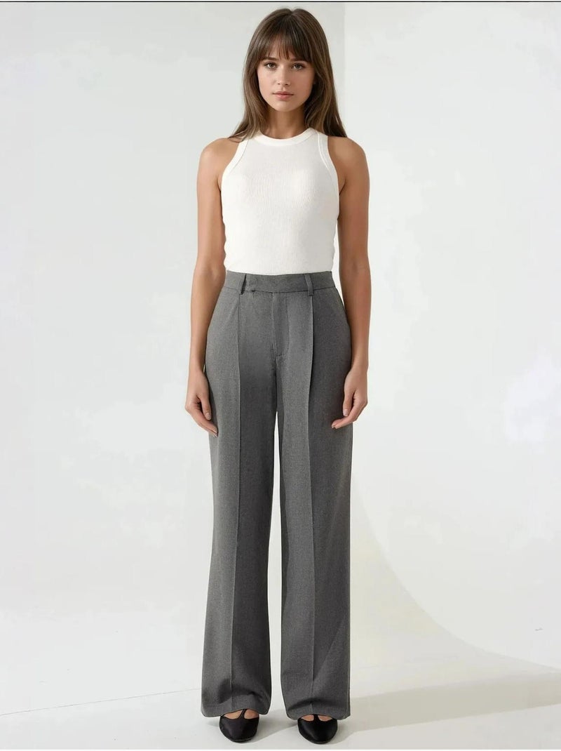 Pantalones elegantes de pierna recta hiccup Gris - Kiabi