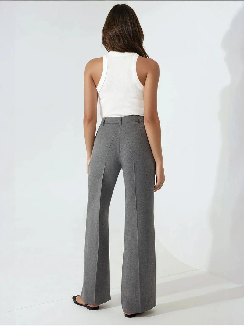 Pantalones elegantes de pierna recta hiccup Gris - Kiabi