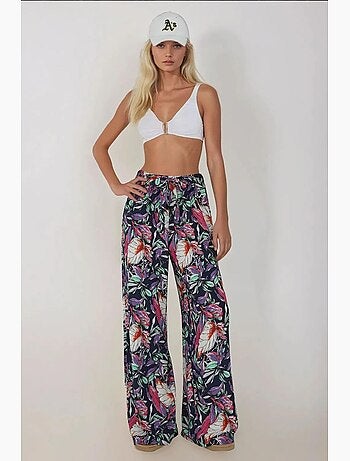 Pantalones estampados de cintura elástica y pierna ancha hiccup