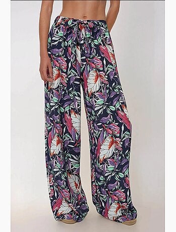 Pantalones estampados de cintura elástica y pierna ancha hiccup