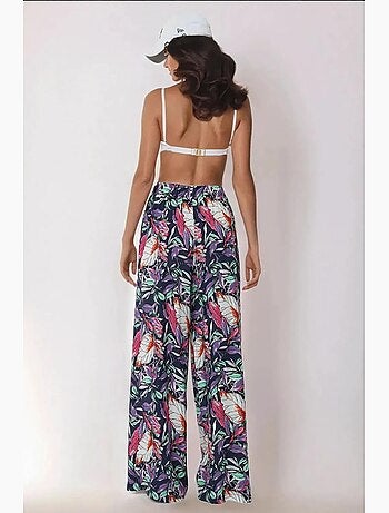 Pantalones estampados de cintura elástica y pierna ancha hiccup