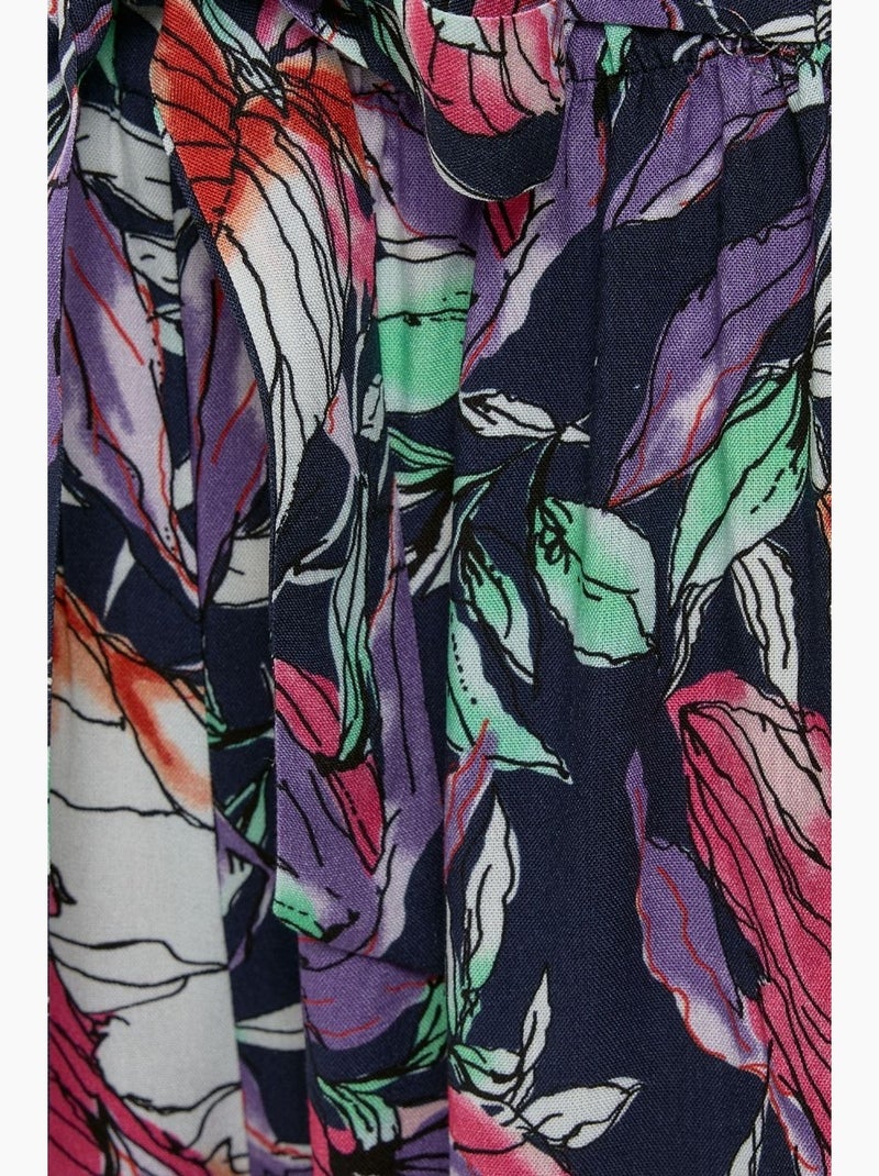 Pantalones estampados de cintura elástica y pierna ancha hiccup Azul marino - Kiabi