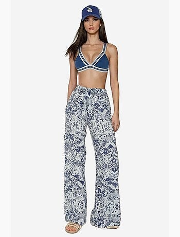 Pantalones estampados de cintura elástica y pierna ancha hiccup