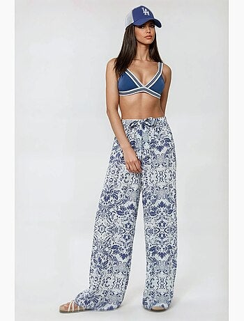 Pantalones estampados de cintura elástica y pierna ancha hiccup