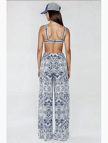 Pantalones estampados de cintura elástica y pierna ancha hiccup