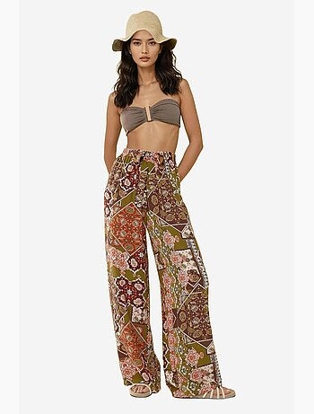 Pantalones estampados de cintura elástica y pierna ancha hiccup