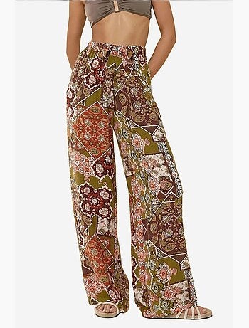 Pantalones estampados de cintura elástica y pierna ancha hiccup