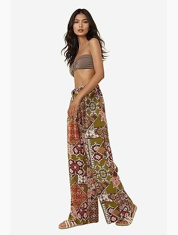 Pantalones estampados de cintura elástica y pierna ancha hiccup