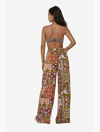 Pantalones estampados de cintura elástica y pierna ancha hiccup