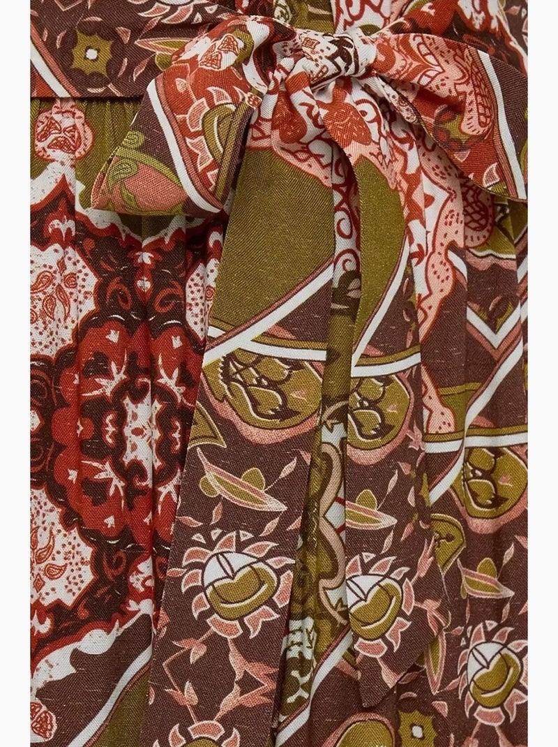 Pantalones estampados de cintura elástica y pierna ancha hiccup Marrón - Kiabi