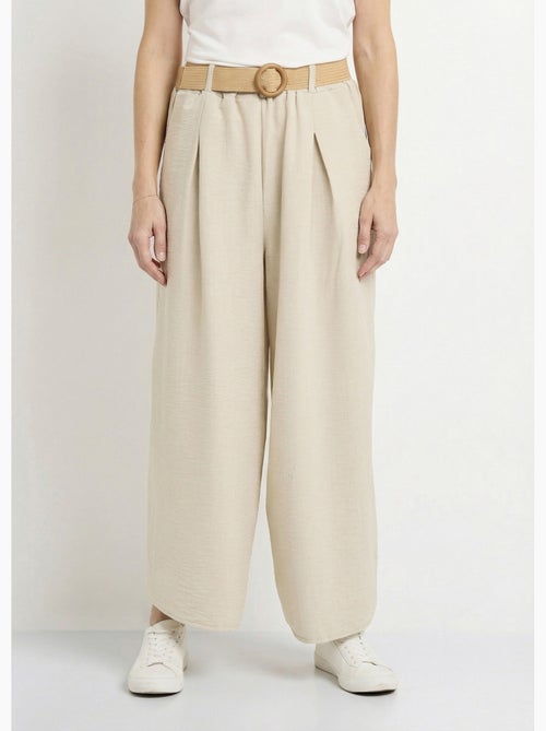 Pantalones fluidos + cinturón trenzado - AFIBEL - Kiabi