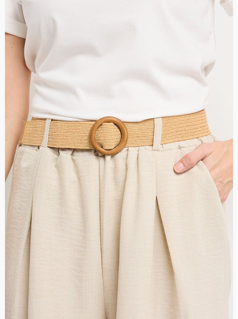 Pantalones fluidos + cinturón trenzado - AFIBEL Beige - Kiabi