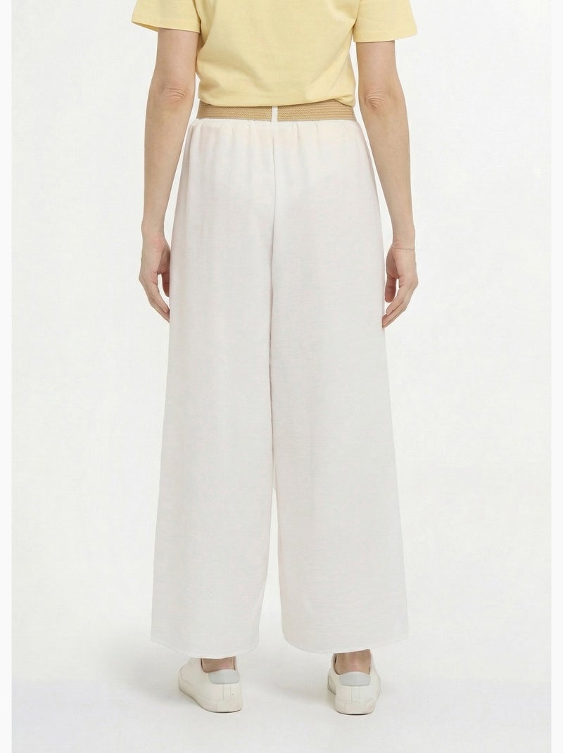 Pantalones fluidos + cinturón trenzado - AFIBEL Blanco - Kiabi