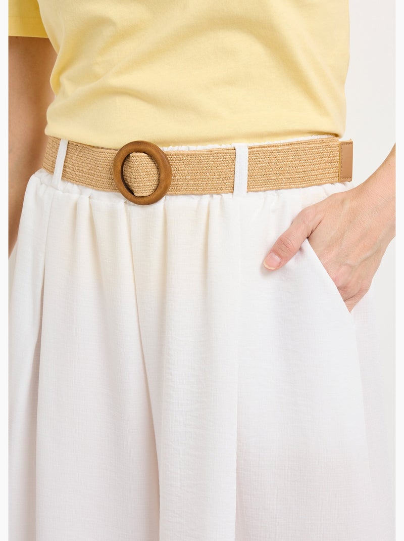 Pantalones fluidos + cinturón trenzado - AFIBEL Blanco - Kiabi