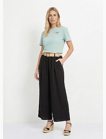 Pantalones fluidos + cinturón trenzado - AFIBEL