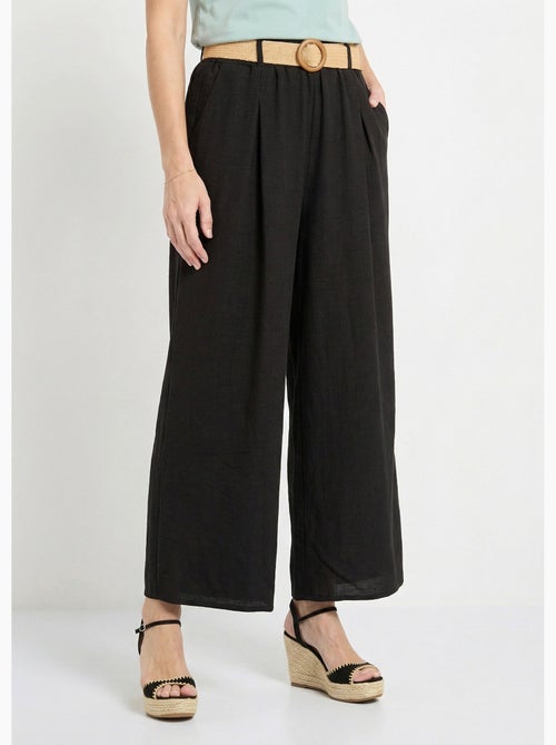 Pantalones fluidos + cinturón trenzado - AFIBEL - Kiabi