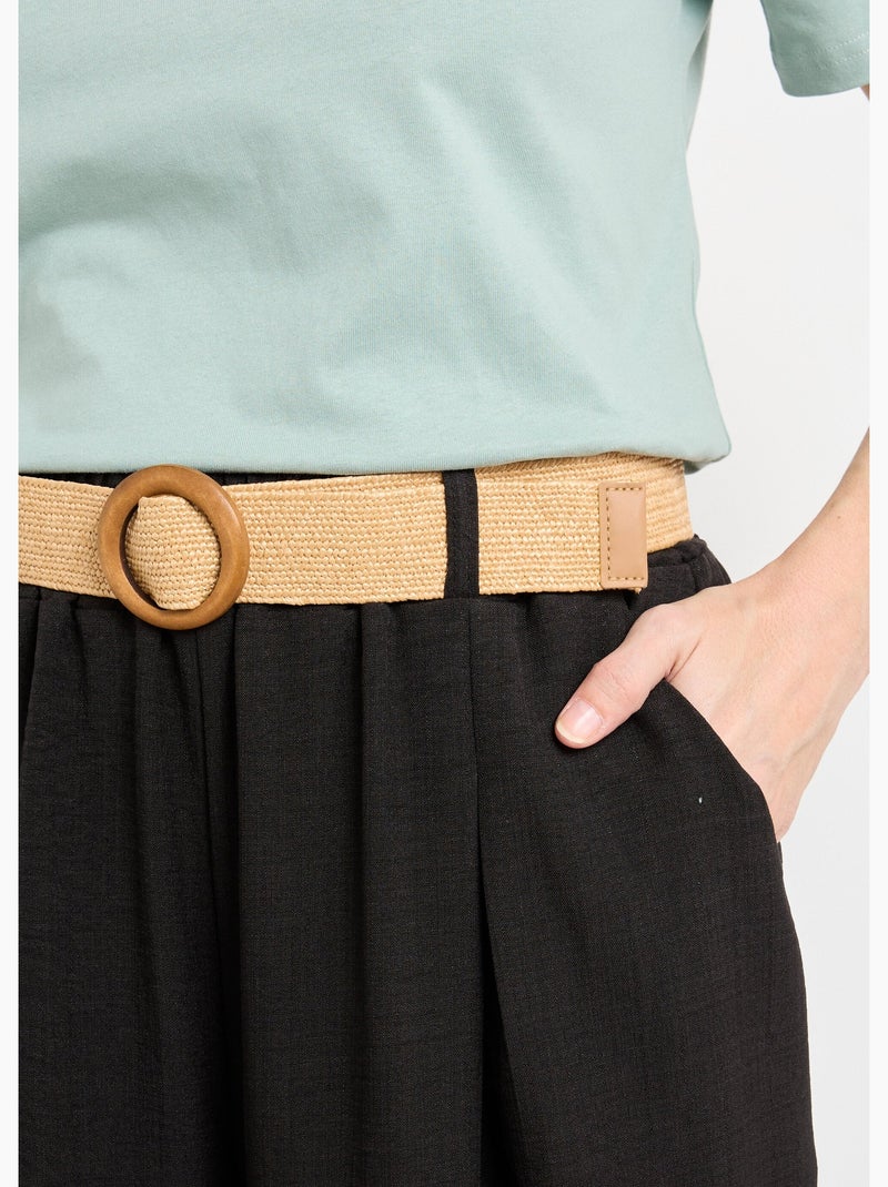 Pantalones fluidos + cinturón trenzado - AFIBEL Negro - Kiabi