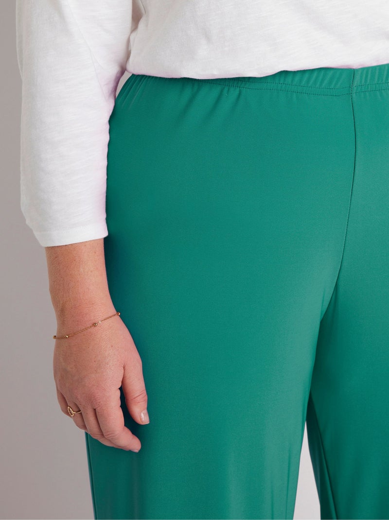 Pantalones fluidos de malla con cintura elástica - Afibel Verde - Kiabi