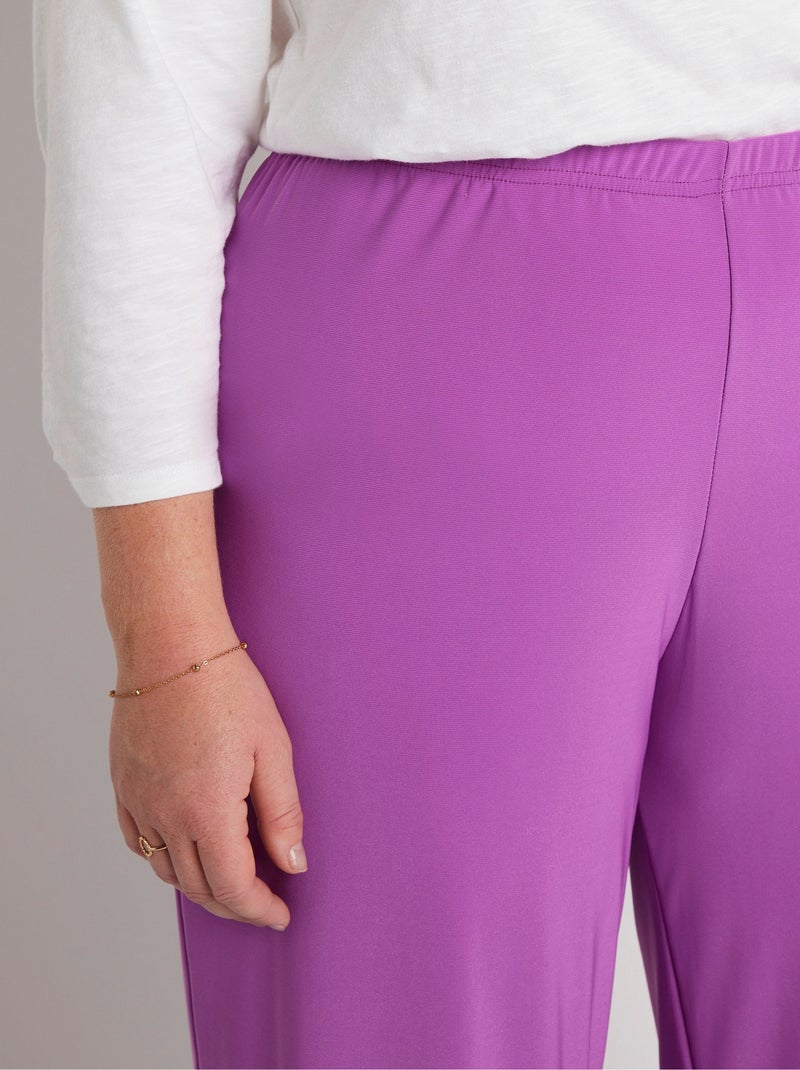 Pantalones fluidos de malla con cintura elástica - Afibel Violeta - Kiabi