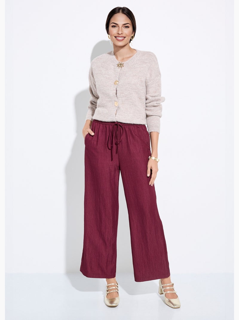 Pantalones fluidos elásticos de sarga lisa - AFIBEL Burdeos - Kiabi