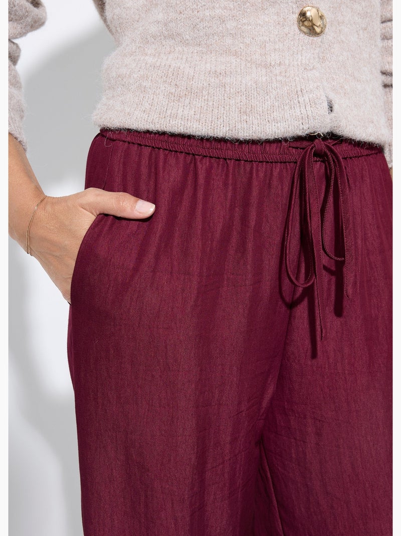 Pantalones fluidos elásticos de sarga lisa - AFIBEL Burdeos - Kiabi