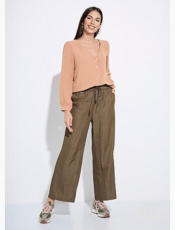 Pantalones fluidos elásticos de sarga lisa - AFIBEL