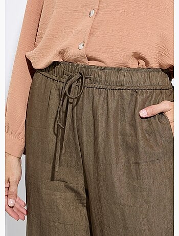 Pantalones fluidos elásticos de sarga lisa - AFIBEL