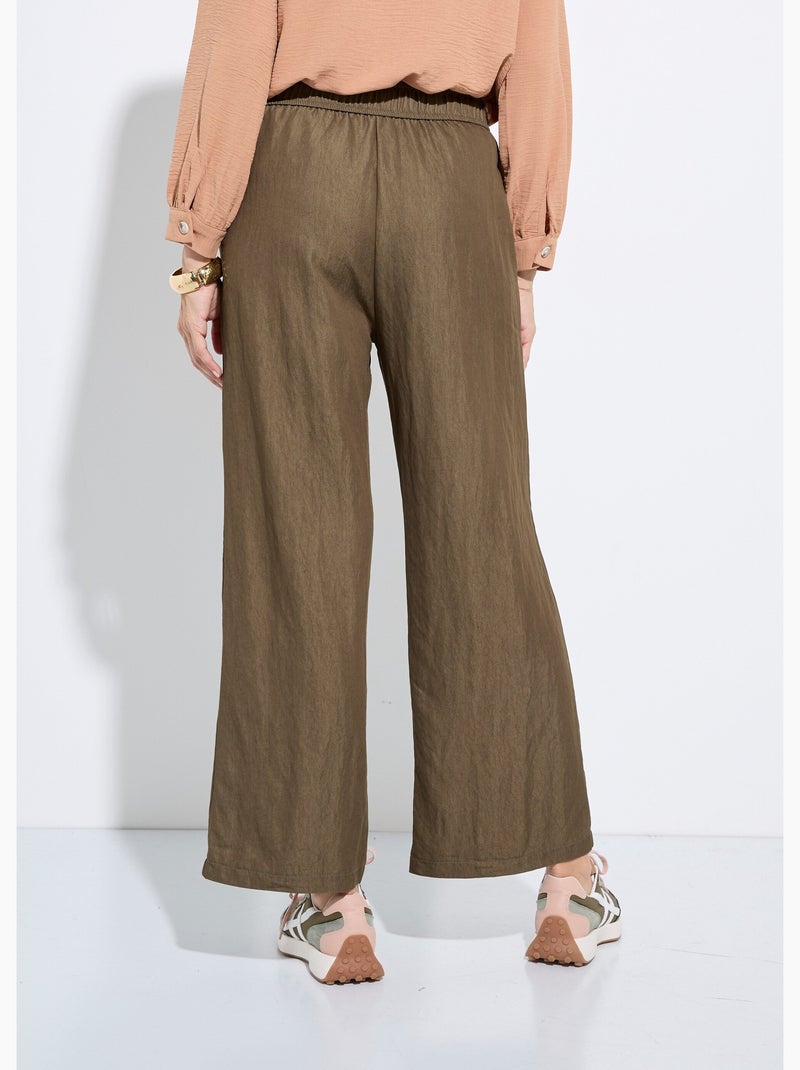 Pantalones fluidos elásticos de sarga lisa - AFIBEL Caqui - Kiabi