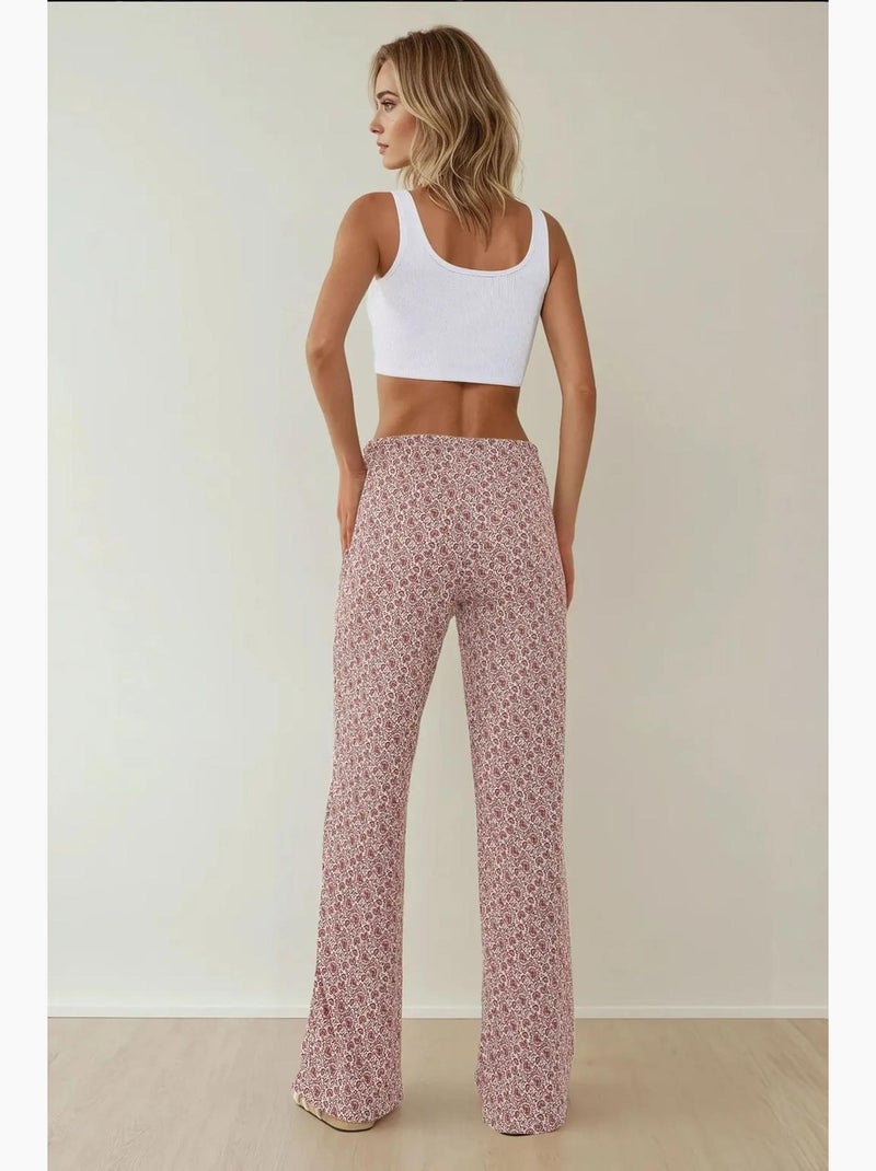 Pantalones holgados con estampado de pierna ancha hiccup Rosa viejo - Kiabi