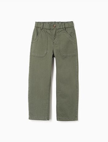 Pantalones holgados de sarga con bolsillos