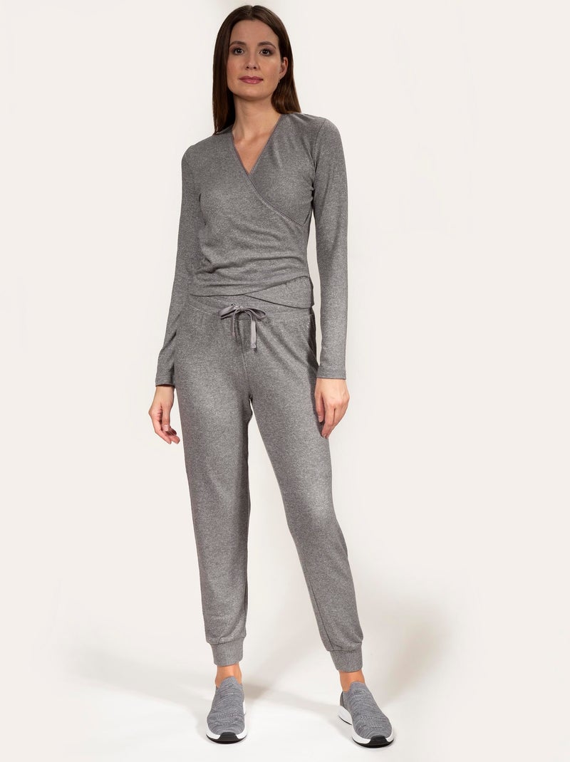 Pantalones homewear mujer Isotoner Gris jaspeado - Kiabi